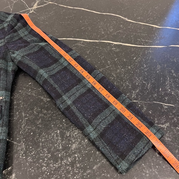 Blackwatch Plaid Wool Blend Snapfront Jacket Blazer Sz Small Stand Collar - Picture 14 of 16